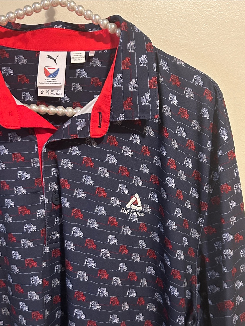 Puma Golf x Volition 4x4 Drive Polo Shirt Mens XL Navy Red Big Canoe Jeep Truck
